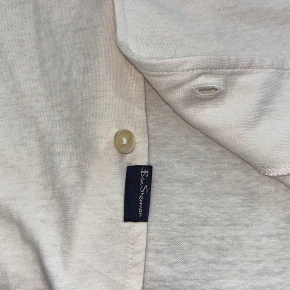 Ben Sherman Mens Linen Cotton Blend Short Sleeve Camp Collar Shirt Cream Large - Picture 6 of 8